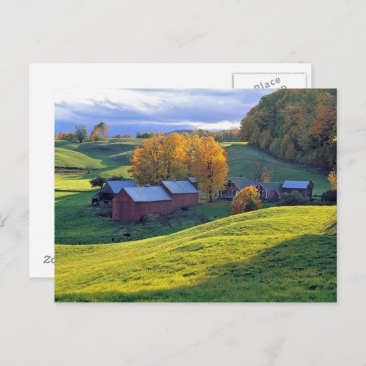 VS, Vermont, Boerderij Jenne. Roterende groene heu Briefkaart (Voorkant / Achterkant)