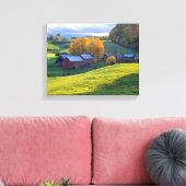 VS, Vermont, Boerderij Jenne. Roterende groene heu Canvas Afdruk (Insitu (Woonkamer))