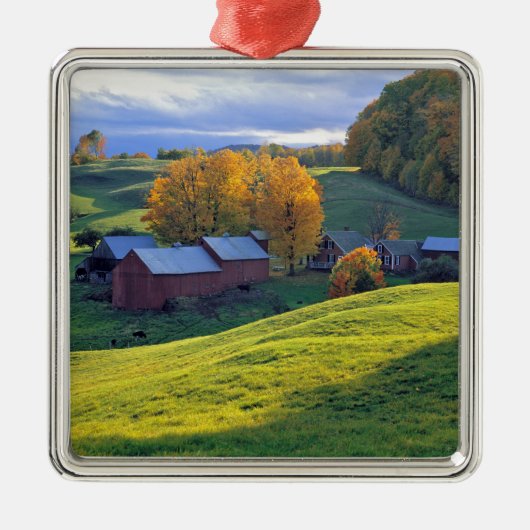 VS, Vermont, Boerderij Jenne. Roterende groene heu Metalen Ornament (Voorkant)