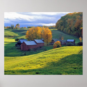 VS, Vermont, Boerderij Jenne. Roterende groene heu Poster