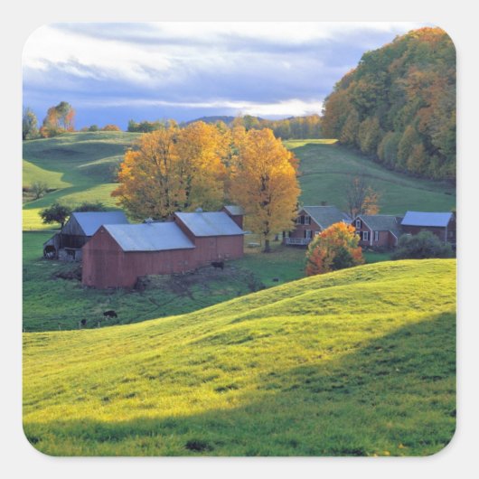 VS, Vermont, Boerderij Jenne. Roterende groene heu Vierkante Sticker (Voorkant)