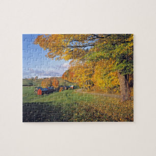 VS, Vermont, Jenne Farm. De herfst komt naar Jenne Legpuzzel
