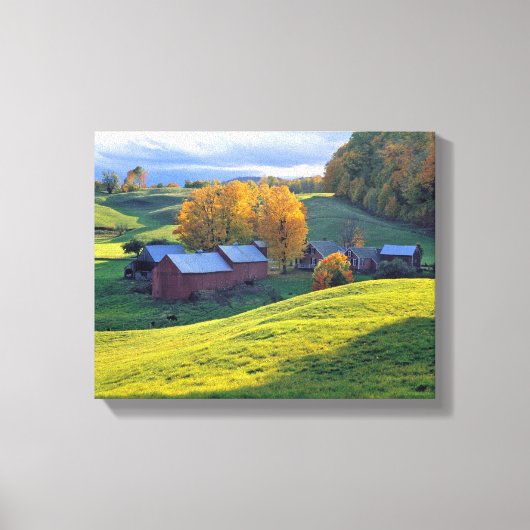 VS, Vermont, Jenne Farm. Rollende groene heuvels Canvas Afdruk (Voorkant)