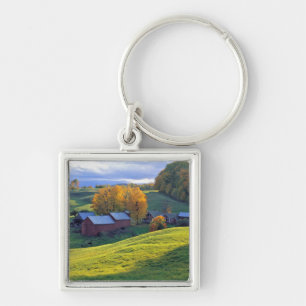 VS, Vermont, Jenne Farm. Rollende groene heuvels Sleutelhanger