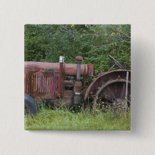 VS, Vermont, MANCHESTER: Antiek Boerderij tractor Vierkante Button 5,1 Cm