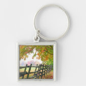 VS, Vermont. Omheining onder herfst bladeren. Sleutelhanger (Voorkant)