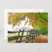 VS, Vermont. Omheining onder herfst. Briefkaart (Voorkant / Achterkant)