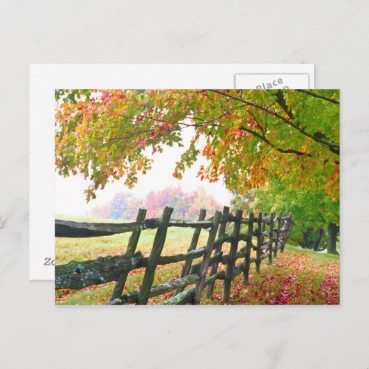 VS, Vermont. Omheining onder herfst. Briefkaart (Voorkant / Achterkant)