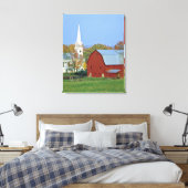 VS, Vermont, Peacham. Een rode schuur en wit Canvas Afdruk (Insitu (Slaapkamer))