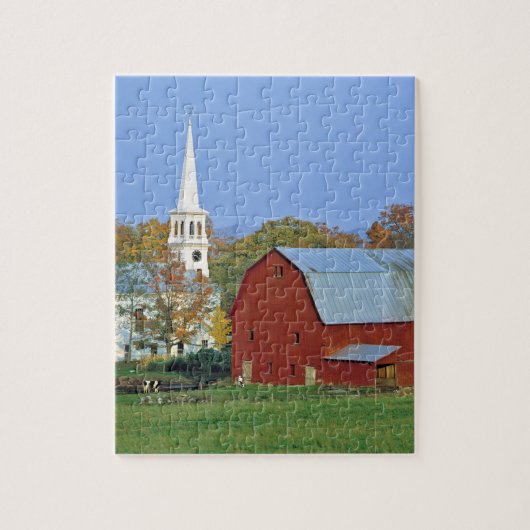 VS, Vermont, Peacham. Een rode schuur en wit Legpuzzel (Verticaal)