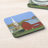 VS, Vermont, Peacham. Een rode schuur en wit Onderzetter (Linkerzijde)