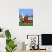 VS, Vermont, Peacham. Een rode schuur en witte Poster (Thuiskantoor)