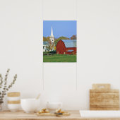 VS, Vermont, Peacham. Een rode schuur en witte Poster (Keuken)