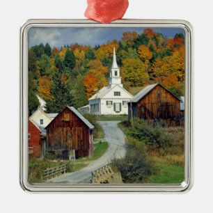 VS, Vermont, Waits River. Herfstblad toevoegt Metalen Ornament
