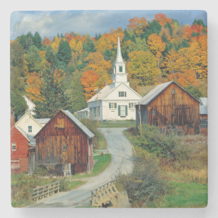 VS, Vermont, Waits River. Herfstblad toevoegt Stenen Onderzetter