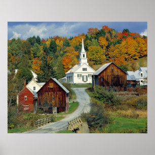 VS, Vermont, Waits River. Herfstkleuren toevoegen Poster