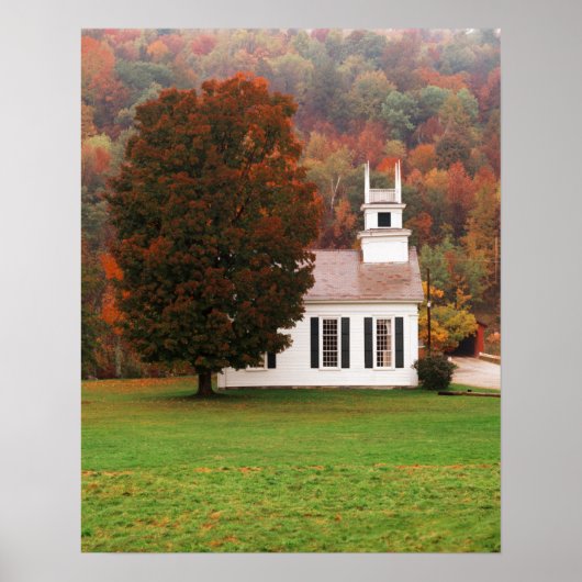 VS, Vermont, West-Arlington, Chapel in Herfst Poster (Voorkant)