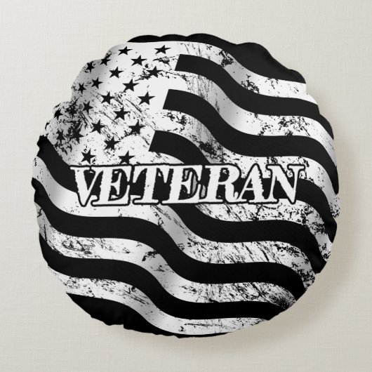 VS-veteraan - witte vintage Rond Kussen (Voorkant)