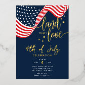 VS Viering 4 juli Feest Folie Uitnodiging (Voorkant)