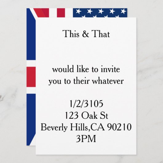 vs vk Uitnodiging (Voorkant / Achterkant)