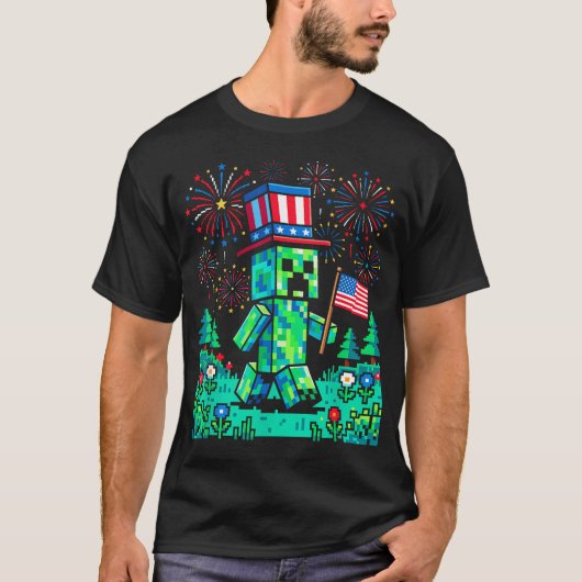 Vs Vlag 4e Juli Gamer Pixel Gaming Patriottisch T-shirt (Voorkant)