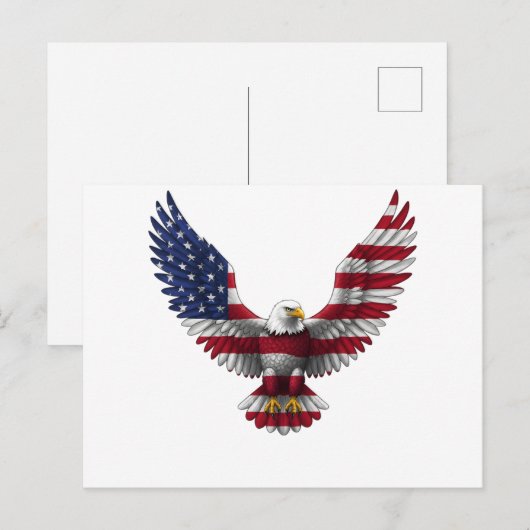 VS-vlag Amerikaanse Zeearend 4 juli Briefkaart (Voorkant / Achterkant)
