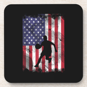 VS Vlag Basketbal Vintage Patriottische Basketbals Bier Onderzetter