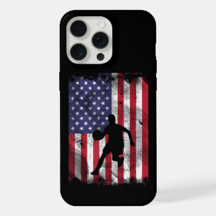 VS Vlag Basketbal Vintage Patriottische Basketbals iPhone 15 Pro Max Case