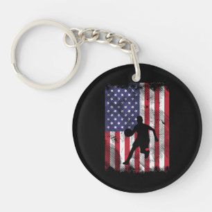 VS Vlag Basketbal Vintage Patriottische Basketbals Sleutelhanger