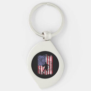 VS Vlag Basketbal Vintage Patriottische Basketbals Sleutelhanger
