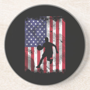 VS Vlag Basketbal Vintage Patriottische Basketbals Zandsteen Onderzetter