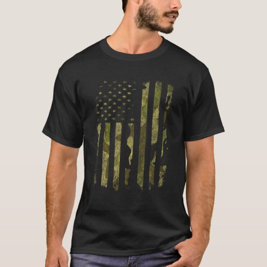 VS Vlag Camo Camouflage Militaire DD 214 Kwijting T-shirt (Voorkant)