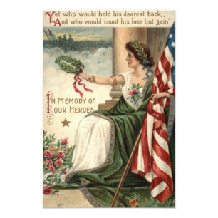 VS Vlag Dame Liberty Roos Soldaten Foto Afdruk