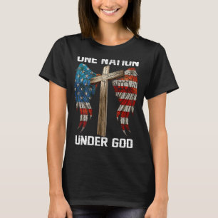 VS vlag Faith Cross One Nord onder God Amerika T-shirt