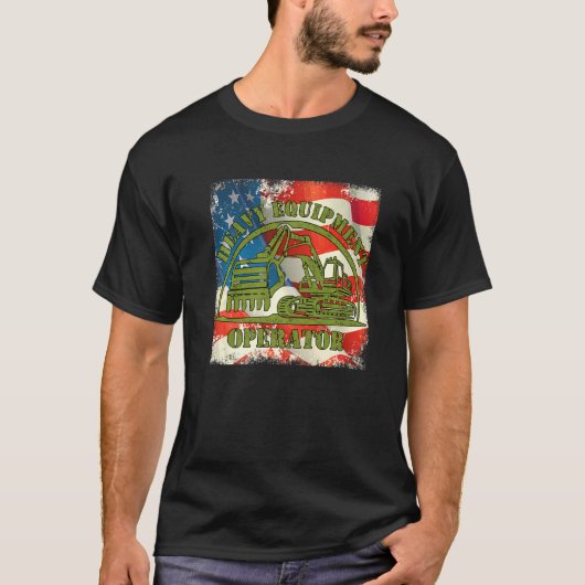 VS-vlag gebruikt Zware apparatuur Excavator Operat T-shirt (Voorkant)