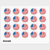 VS-vlag gelukkig gezicht Ronde Sticker (Vel)