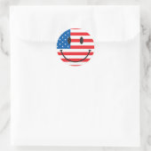 VS-vlag gelukkig gezicht Ronde Sticker (Tas)