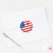 VS-vlag gelukkig gezicht Ronde Sticker (Envelop)