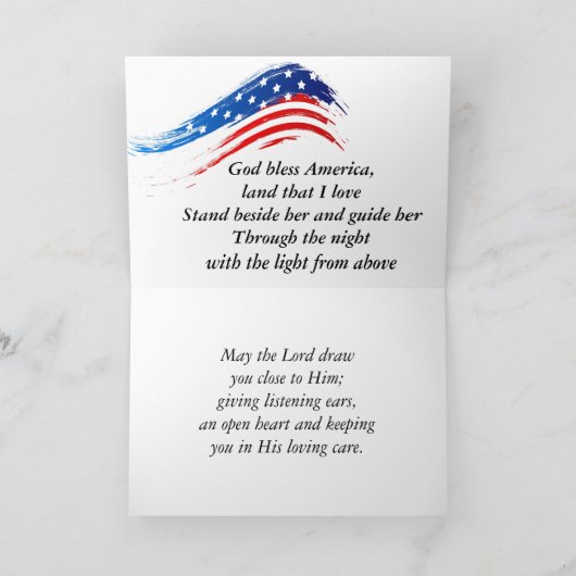 VS Vlag God zegene Amerika Songteksten Patriottisc Kaart (Binnen)