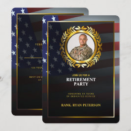 VS-vlag | Gouden Lauwerblad | Luxe Pensionering Kaart