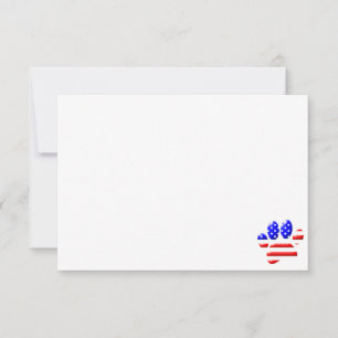 VS Vlag Hond Pootafdruk Patriotische Blanco Notitiekaartje
