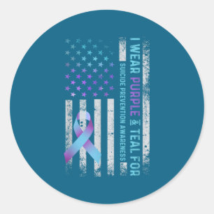 Vs Vlag Ik Draag Paars En Turquoise Zelfmoordpreve Ronde Sticker