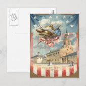 VS-vlag Independence Hall Liberty Bell Briefkaart (Voorkant / Achterkant)
