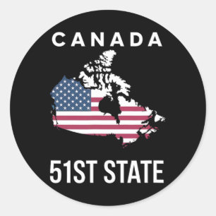 VS Vlag kaart Canada 51e Staat Ronde Sticker