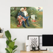 VS Vlag Krans Begraafplaats Grafsteen Bloemen Poster (Thuiskantoor)