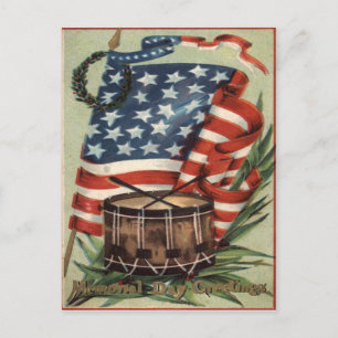 VS-vlag krans drum Memorial Day Briefkaart