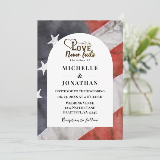 VS Vlag Liefde Nooit Faalt Bijbel Patriottische Br Kaart (Staand voorkant)