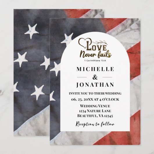 VS Vlag Liefde Nooit Faalt Bijbel Patriottische Br Kaart (Voorkant / Achterkant)