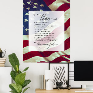 VS Vlag Liefde Nooit Faalt Bijbel Patriottische Br Poster