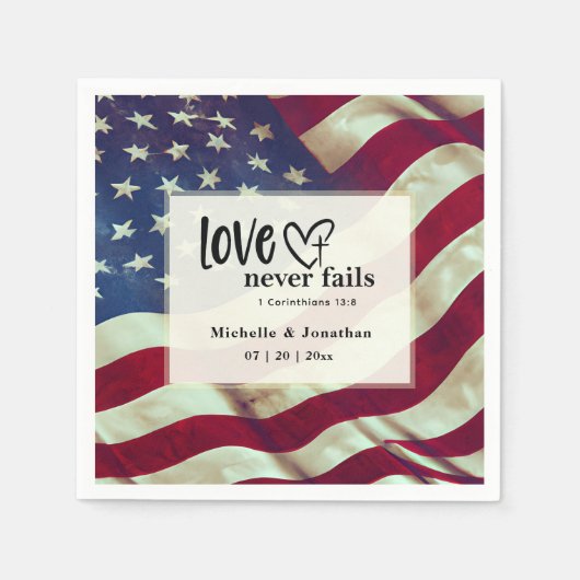 VS Vlag Liefde Nooit Faalt Bijbel Patriottische Br Servet (Voorkant)